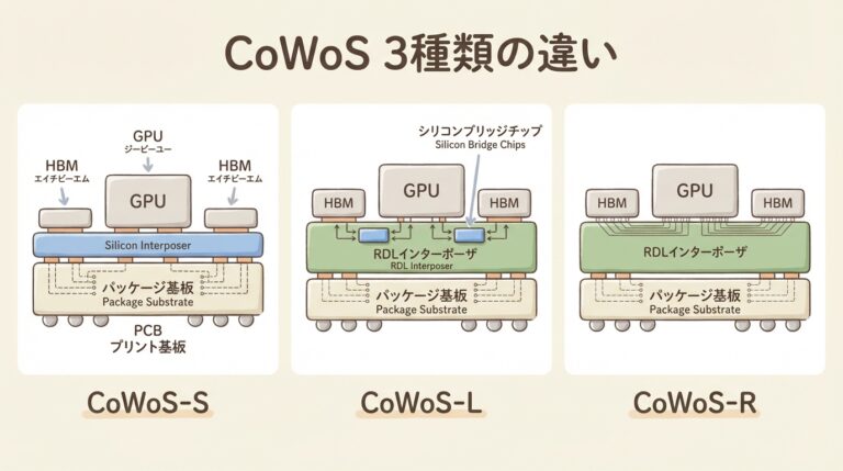 【図解】CoWoS-S・CoWoS-L・CoWoS-Rの違いとは？3種類を表で徹底比較