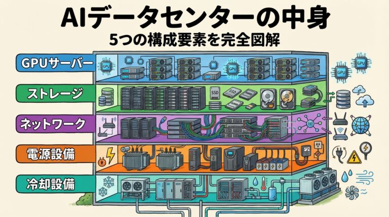 【完全図解】AIデータセンターの中身とは？5つの構成要素を地図で理解する
