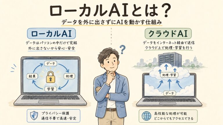 【図解】ローカルAIとは？データを外に出さずにAIを動かす仕組み