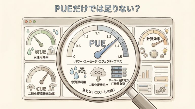 【完全図解】PUEだけでは足りない？AI時代のデータセンター効率指標を初心者向けに整理