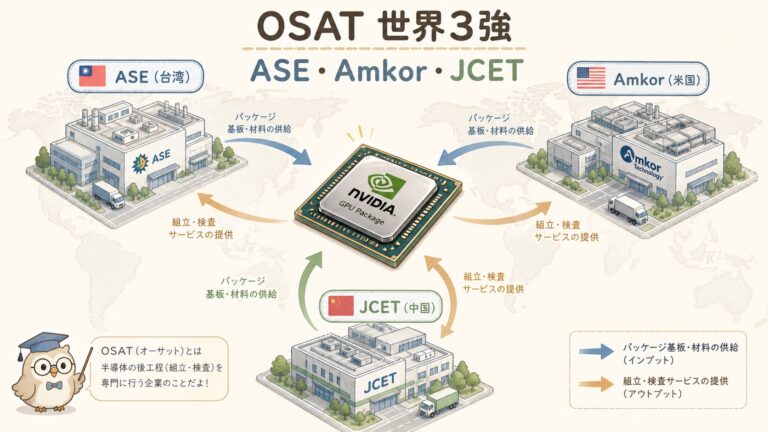 【完全図解】OSAT（ASE・Amkor・JCET）とは｜TSMCの裏で先端パッケージを支える受託企業群