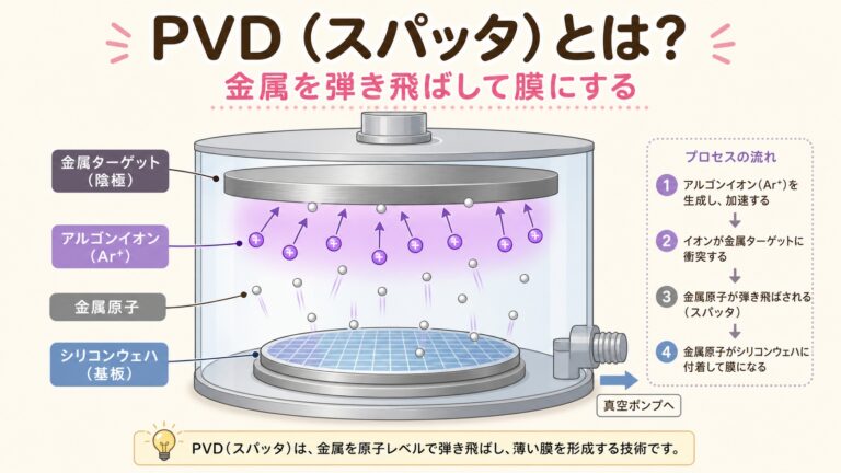 PVD（スパッタリング）とは？金属配線を作る物理的成膜を初心者向けに図解