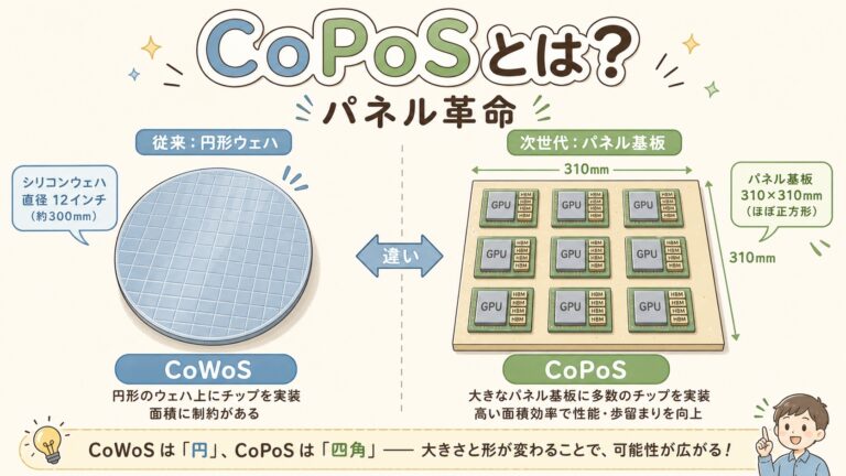 【完全図解】CoPoS（Chip on Panel on Substrate）とは｜CoWoSの次に来る"パネル革命"