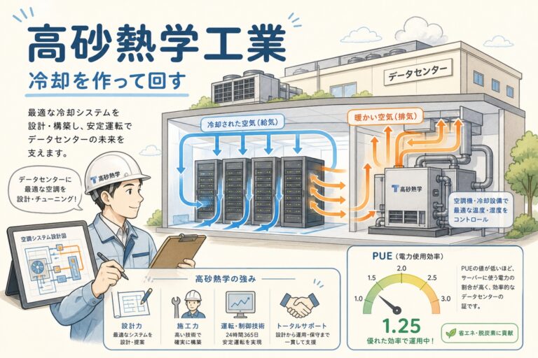 高砂熱学工業とは？DC冷却を「作って回す」空調の雄