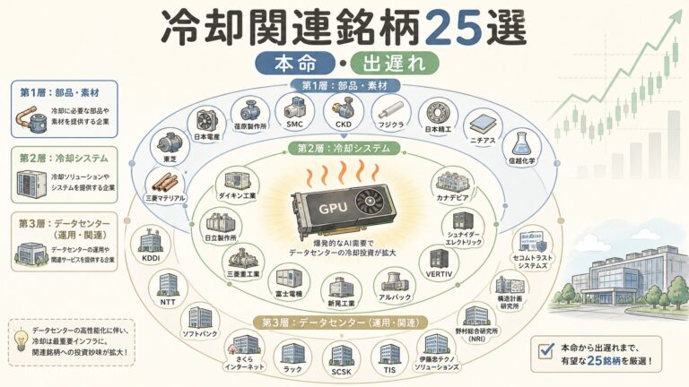 【2026年最新】データセンター冷却 関連銘柄25選｜本命・出遅れを構造で整理