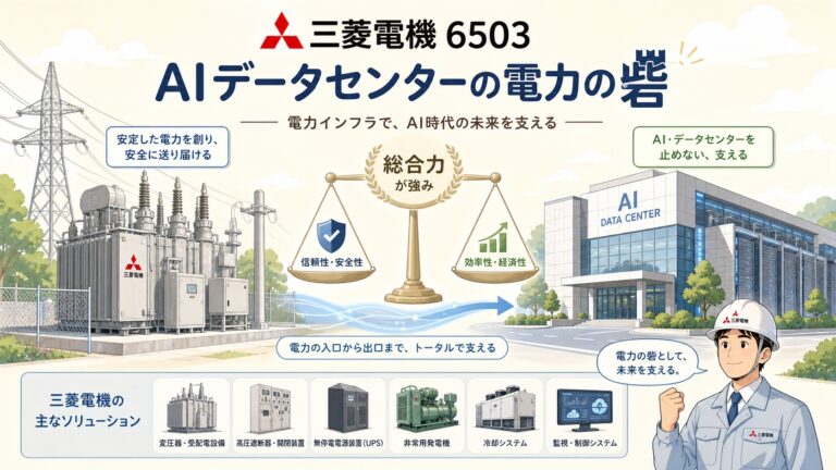 三菱電機（6503）のデータセンター事業とは？変圧器・受変電と鴻海との協業を図解