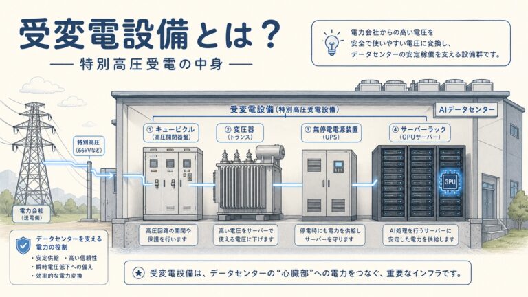 【完全図解】データセンターの受変電設備とは？特別高圧受電の「中身」を1枚の地図で理解する