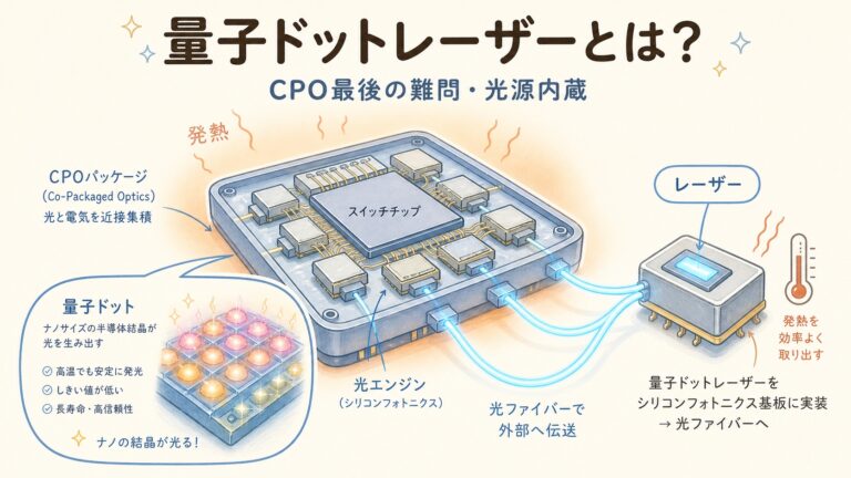 【完全図解】量子ドットレーザーとは？CPO最後の難問「光源内蔵」を解く鍵