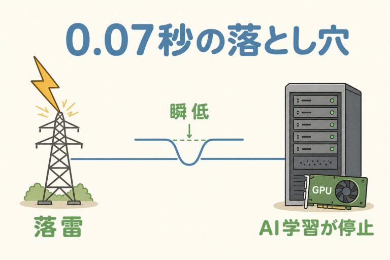【完全図解】瞬低とは？0.07秒でAI学習が止まる理由とUPSの役割