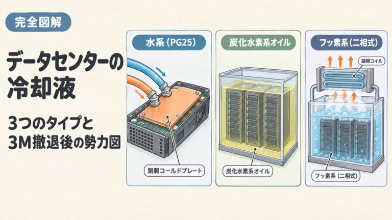 データセンター冷却液とは？PG25の意味・水と誘電性流体の違いと3M撤退の影響